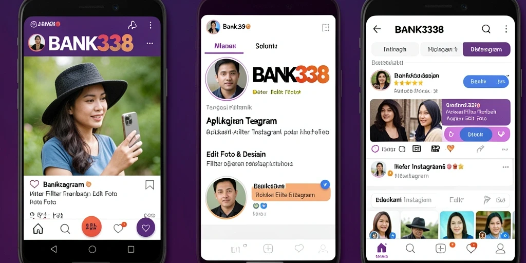 Tampilan antarmuka BANK338 dengan berbagai filter menarik untuk foto.