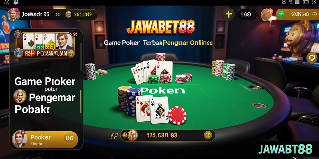Screenshot antarmuka utama JAWABET88 saat bermain Poker.