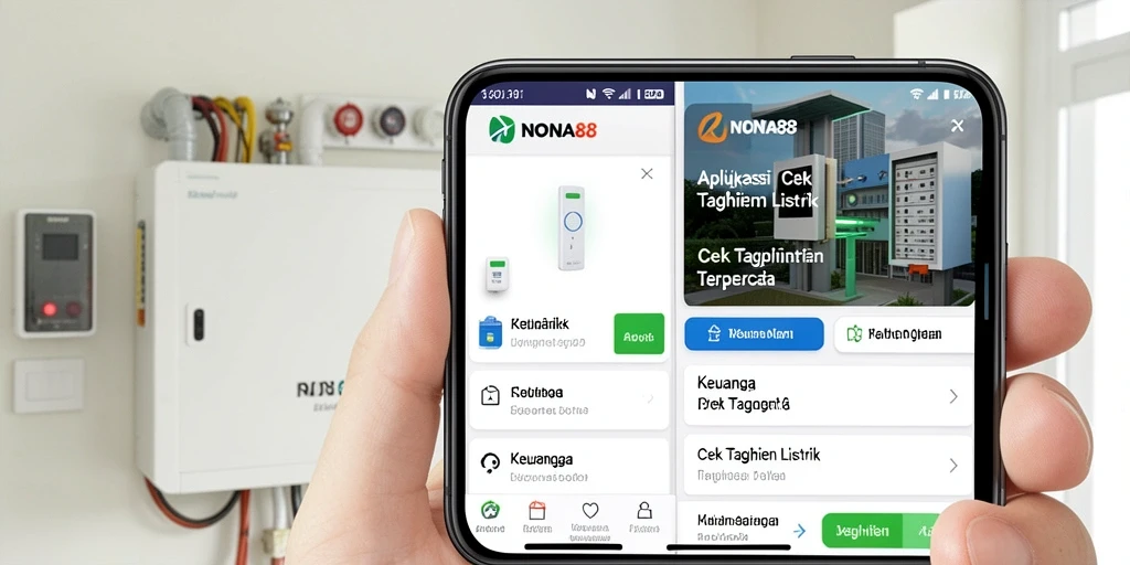 Tampilan antarmuka aplikasi NONA88 untuk cek tagihan listrik.