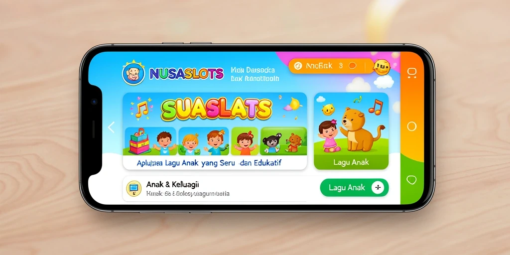 Tampilan antarmuka NUSASLOTS dengan lagu-lagu anak yang ceria.