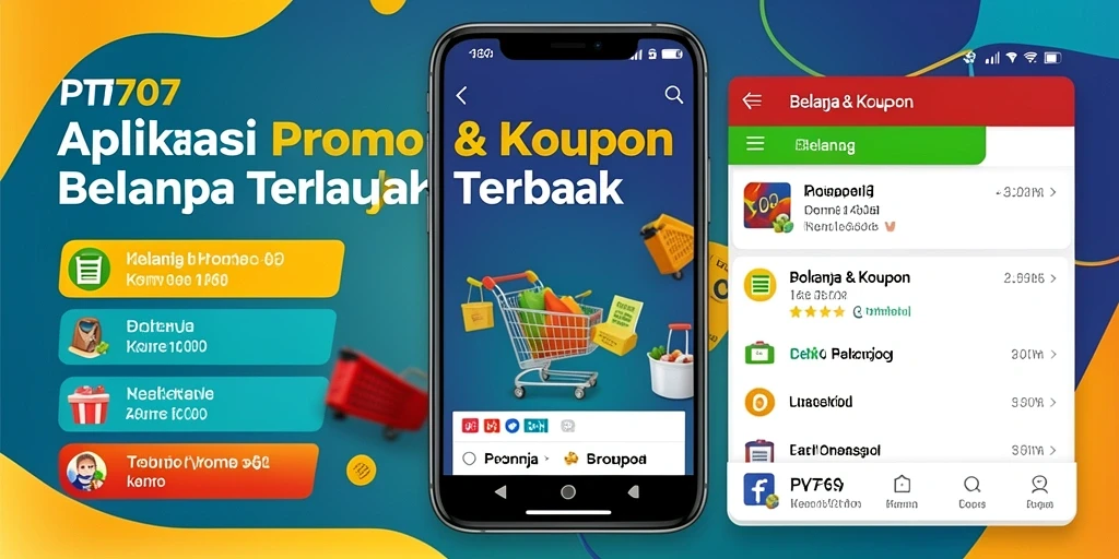 Antarmuka aplikasi PT707 menampilkan berbagai kupon dan promo menarik.