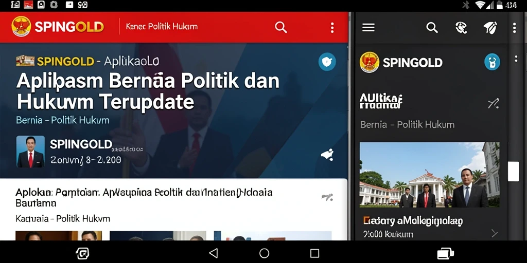 Antarmuka aplikasi SPINGOLD yang menampilkan berita politik dan hukum.